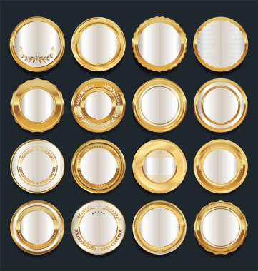 Altın ve gümüş metal rozetleri premium kalite derleme