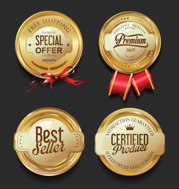 Retro vintage premium kalite rozetleri ve Etiketler derleme