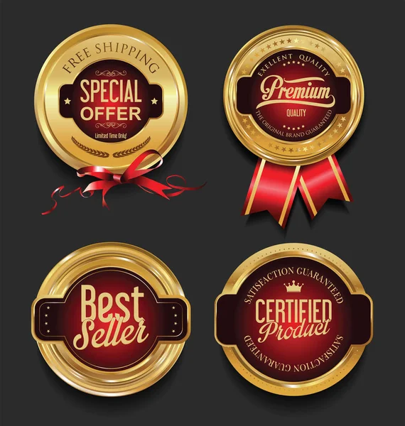 Colección de insignias y etiquetas de calidad premium retro vintage — Vector de stock