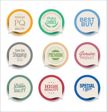 Modern rozetleri ve etiketleri koleksiyonu