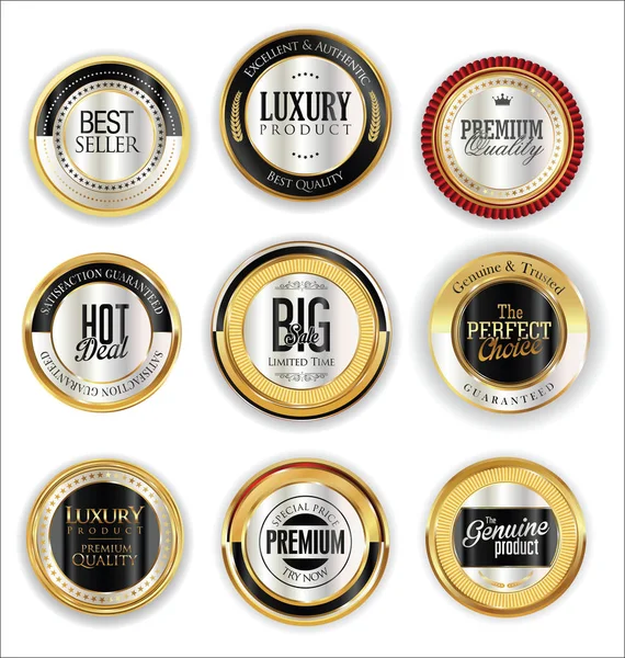 Golden luxury badges retro design collection — Stock Vector