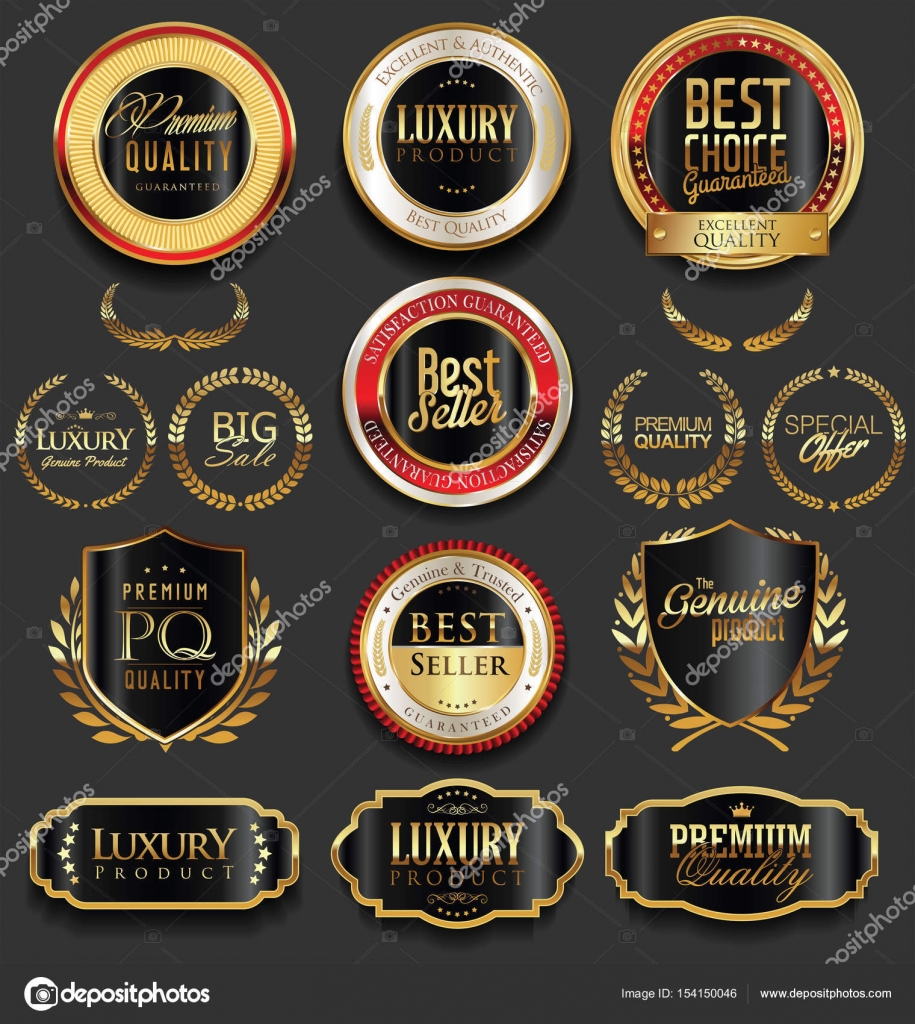 Golden luxury badges retro design collection Stock Vector by