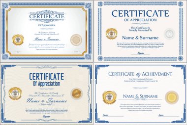 Sertifika veya diploma retro tasarım koleksiyonu