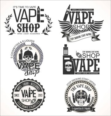 Vape shop etiketleri retro toplama
