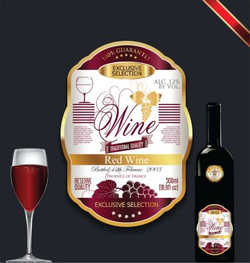Lüks altın şarap etiket vektör çizim