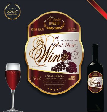 Lüks altın şarap etiket vektör çizim