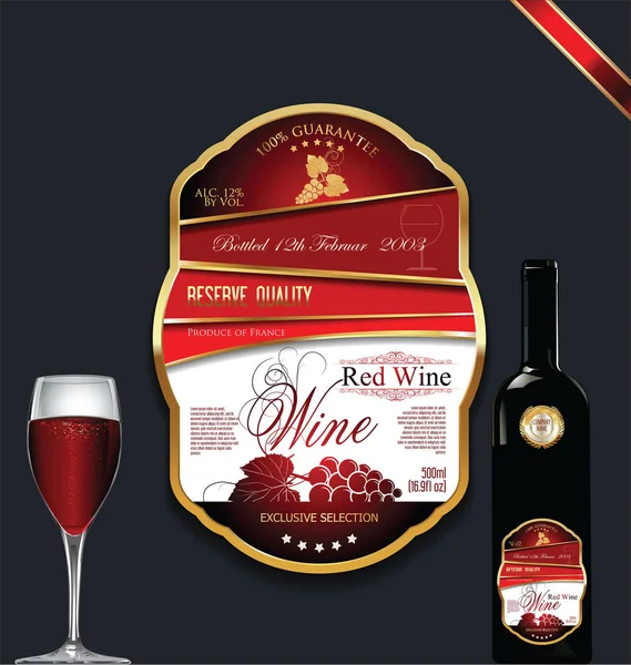 Illustration vectorielle d'étiquette de vin doré de luxe — Image vectorielle