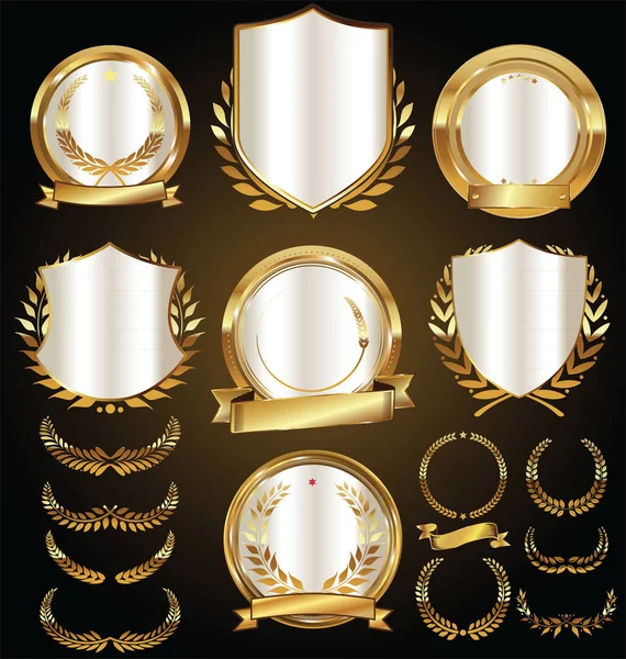 Коллекция золотых ретро-винтажных значков — стоковый вектор