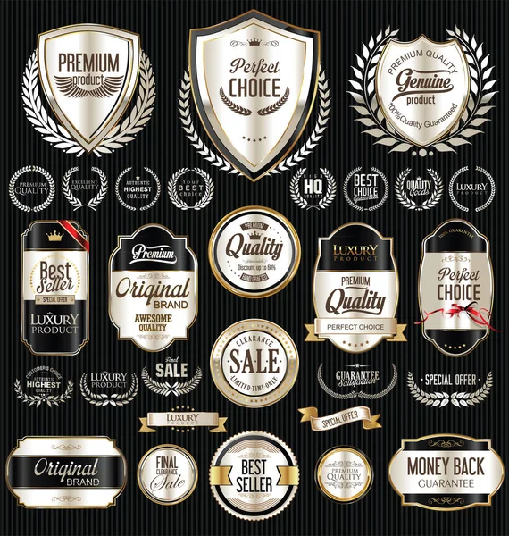 Coleção de emblemas vintage retro dourado —  Vetores de Stock