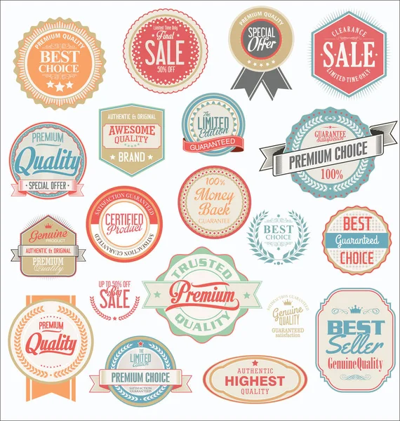 Retro vintage badges en etiketten collectie — Stockvector