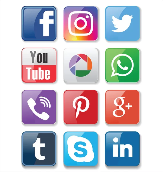 Set of most popular social media icons collection — Stock Vector
