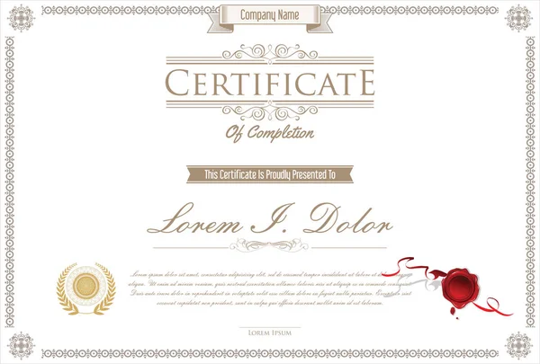 Certificaat of diploma retro ontwerp sjabloon vectorillustratie — Stockvector