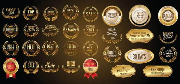 Luxury gold and silver design badges and labels collection — Stock Vector