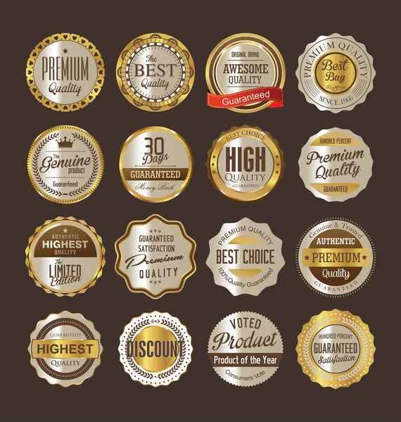 Satılık retro vintage altın rozet ve etiketleri