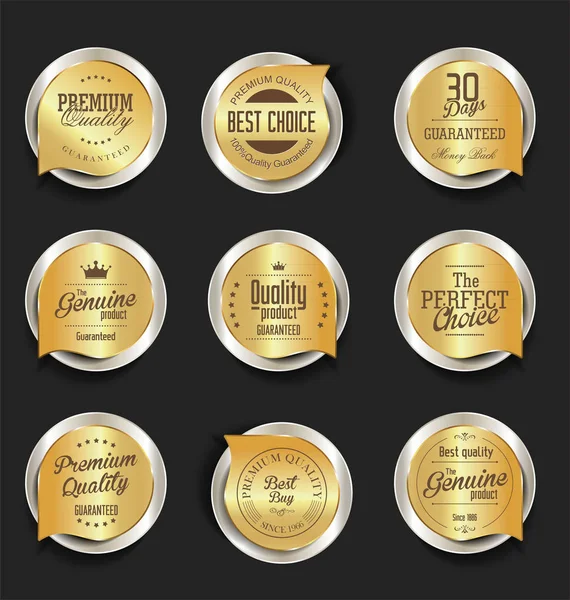 Moderne design goud en zilver te koop badges collectie — Stockvector