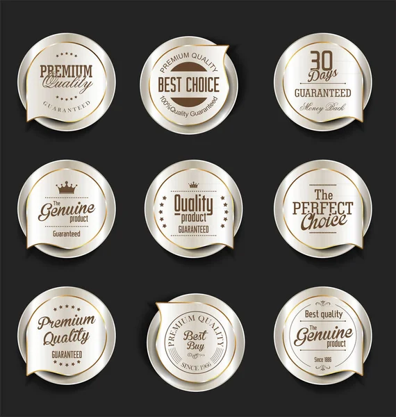 Design moderne or et argent vente badges collection — Image vectorielle