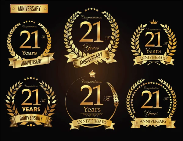 Anniversary golden laurel wreath — Stock Vector