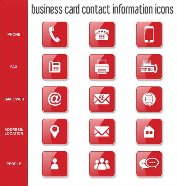 Coleção de ícones de informações de contato do cartão comercial —  Vetores de Stock
