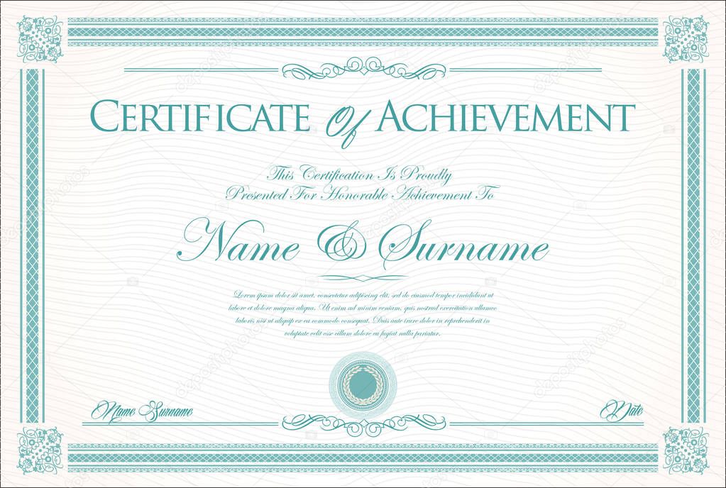 Certificate or diploma retro template