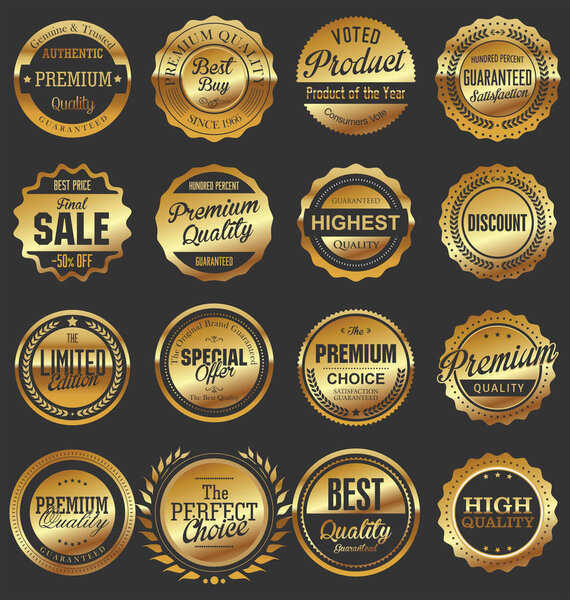 Luxury retro badges gold and silver collection