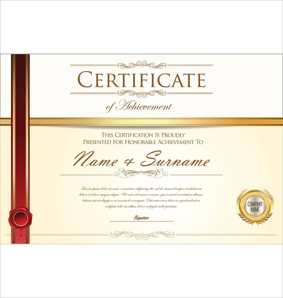 Certificate or diploma retro template — Stock Vector