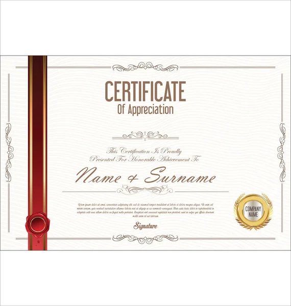 Certificado o diploma plantilla retro — Archivo Imágenes Vectoriales