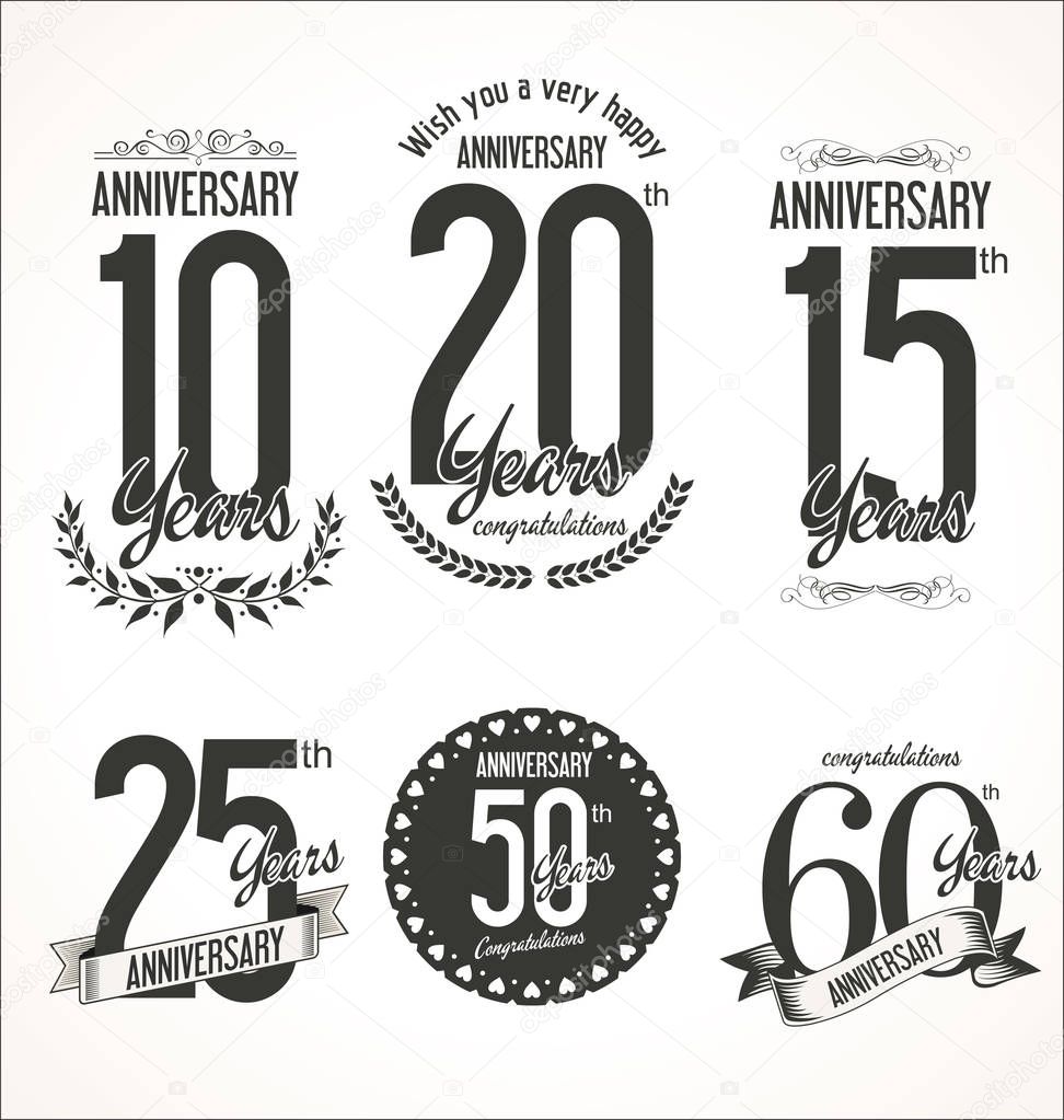 The set of anniversary signs vector illustration