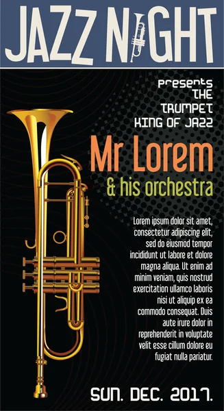 Poster Festival de Jazz Ilustração vetorial de trompete — Vetor de Stock