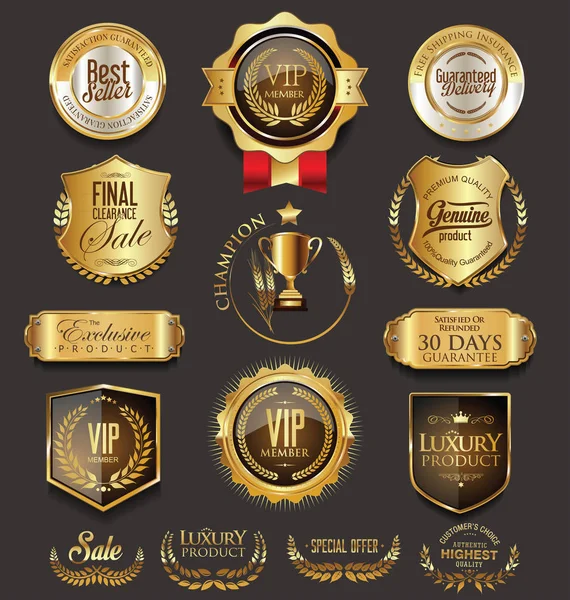 Retro vintage insignias de oro colección vector ilustración — Vector de stock