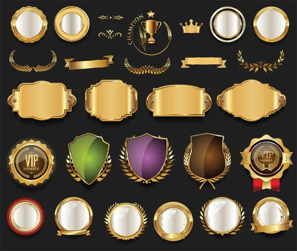 Векторная иллюстрация коллекции ретро-винтажных золотых этикеток — стоковый вектор