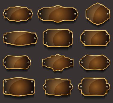 Retro vintage Altın koleksiyonu vektör çizim çerçeveler