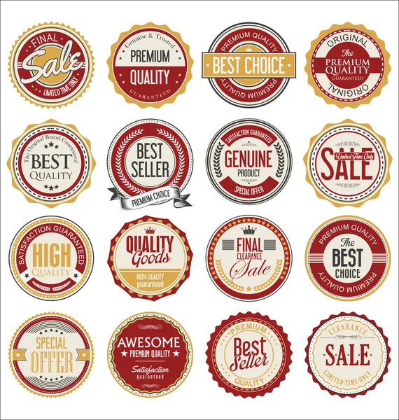 Badge cornice vendita dorata e collezione etichetta vettoriale — Vettoriale Stock