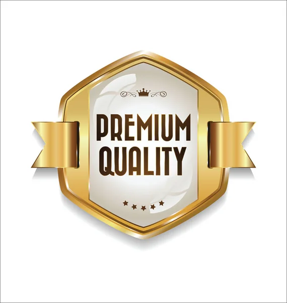 Golden retro premium quality badge vector illustration — Stock Vector