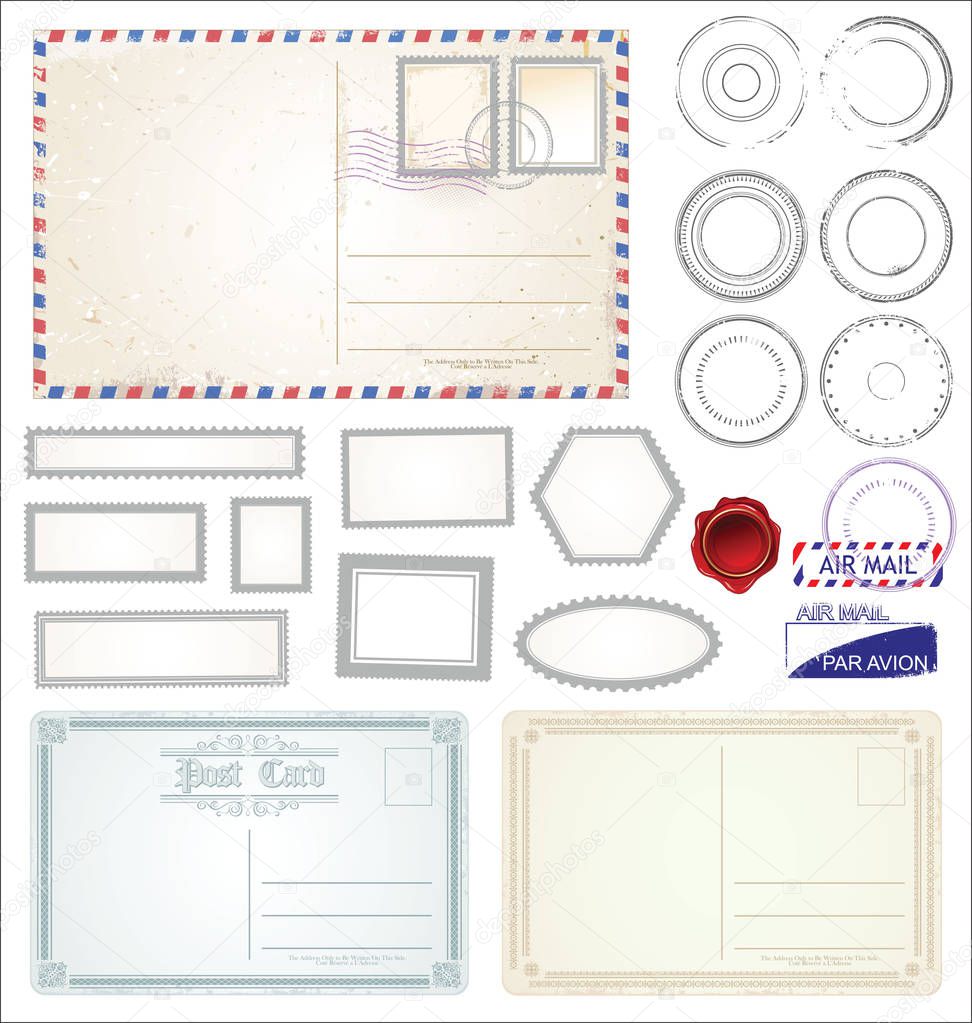 Set of post stamp symbols vector illustration