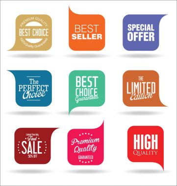 Soyut modern satış vektör rozeti koleksiyonu