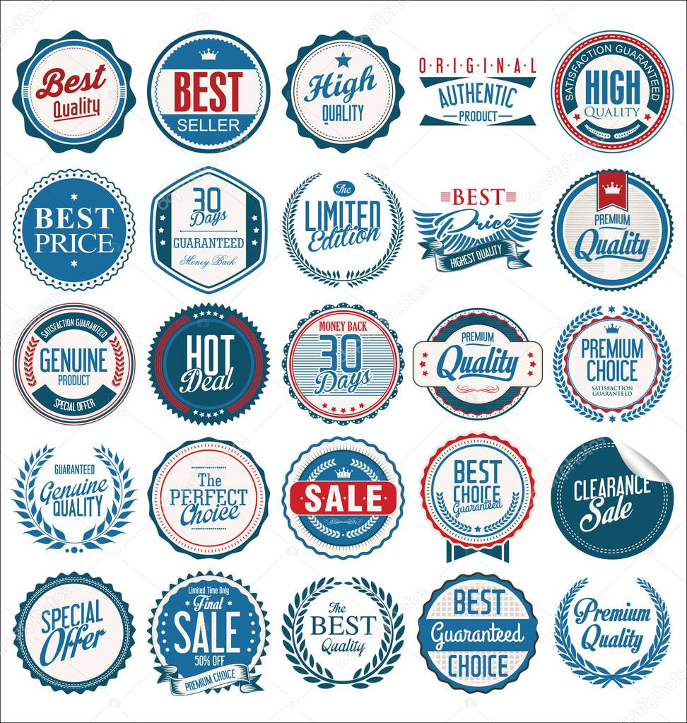 Retro vintage badges vector illustration collection 