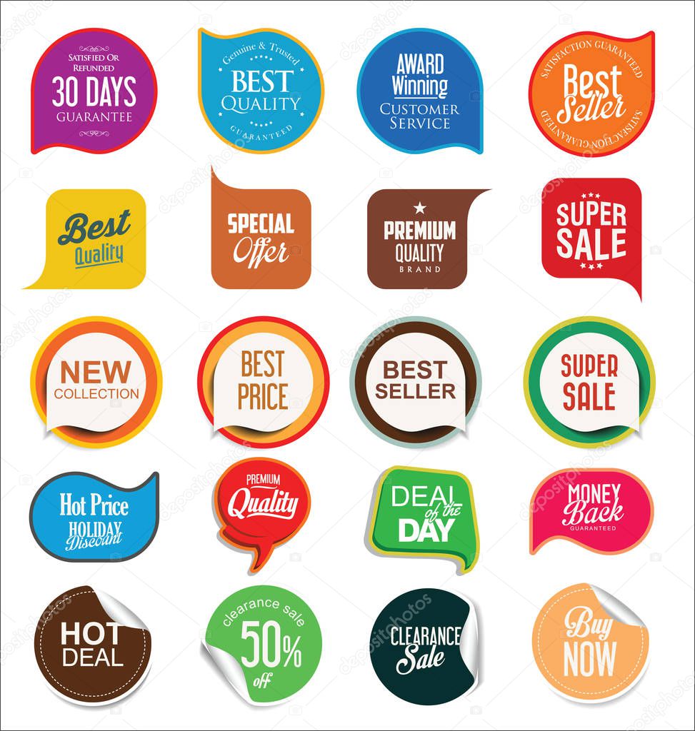 Abstract modern sale vector badges collection