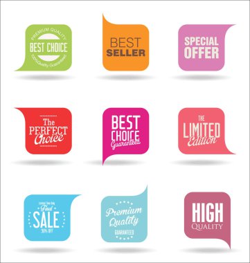 Soyut modern satış vektör rozeti koleksiyonu