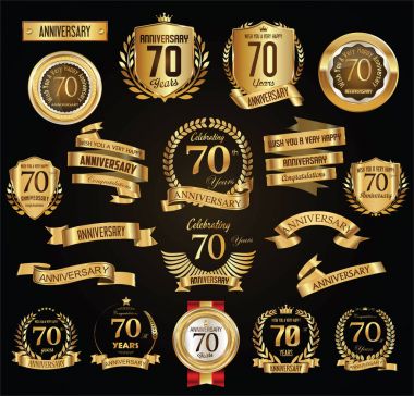 İllüstrasyon vektör yıldönümü retro vintage rozetleri ve etiketleri