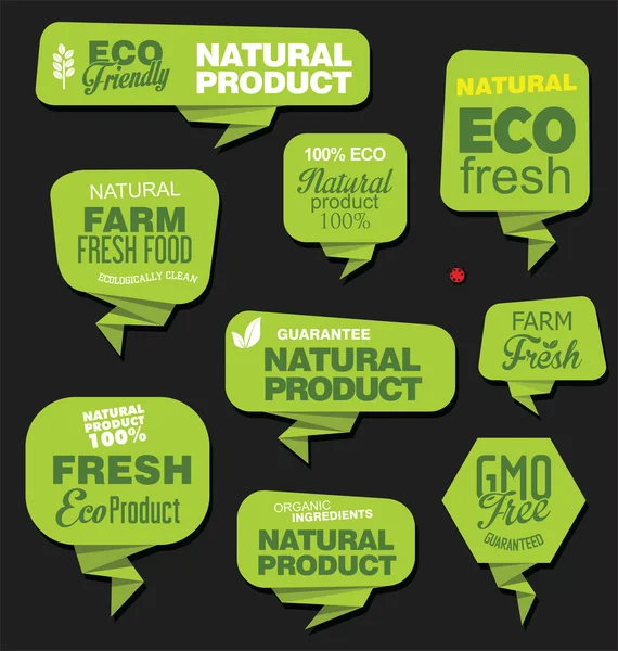 Moderne Eco Natuurlijke Origami Verkoop Stickers Labels Collectie — Stockvector