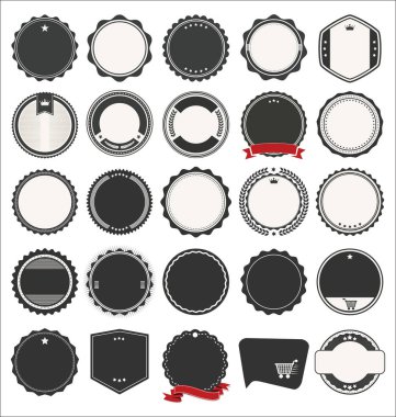 Boş retro vintage rozetleri ve etiketleri koleksiyon