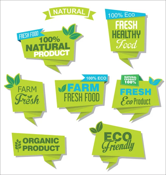 Сучасні Eco Natural Орігамі Продажу Наклейки Теги Зелена Колекція — стоковий вектор
