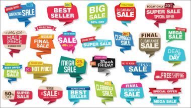 Modern origami Satılık çıkartmaları ve Etiketler koleksiyonu 