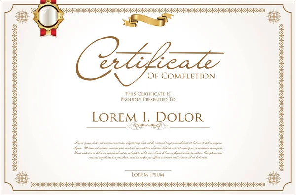 Certificado Diploma Plantilla Retro — Vector de stock