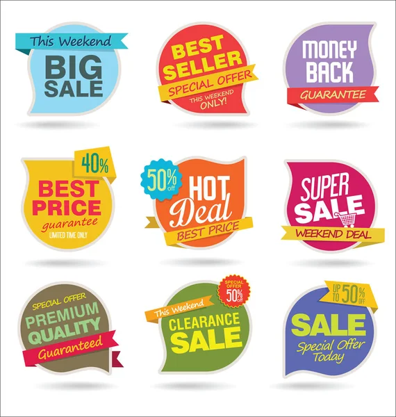 Modern Sale Stickers Tags Colorful Collection — Stock Vector