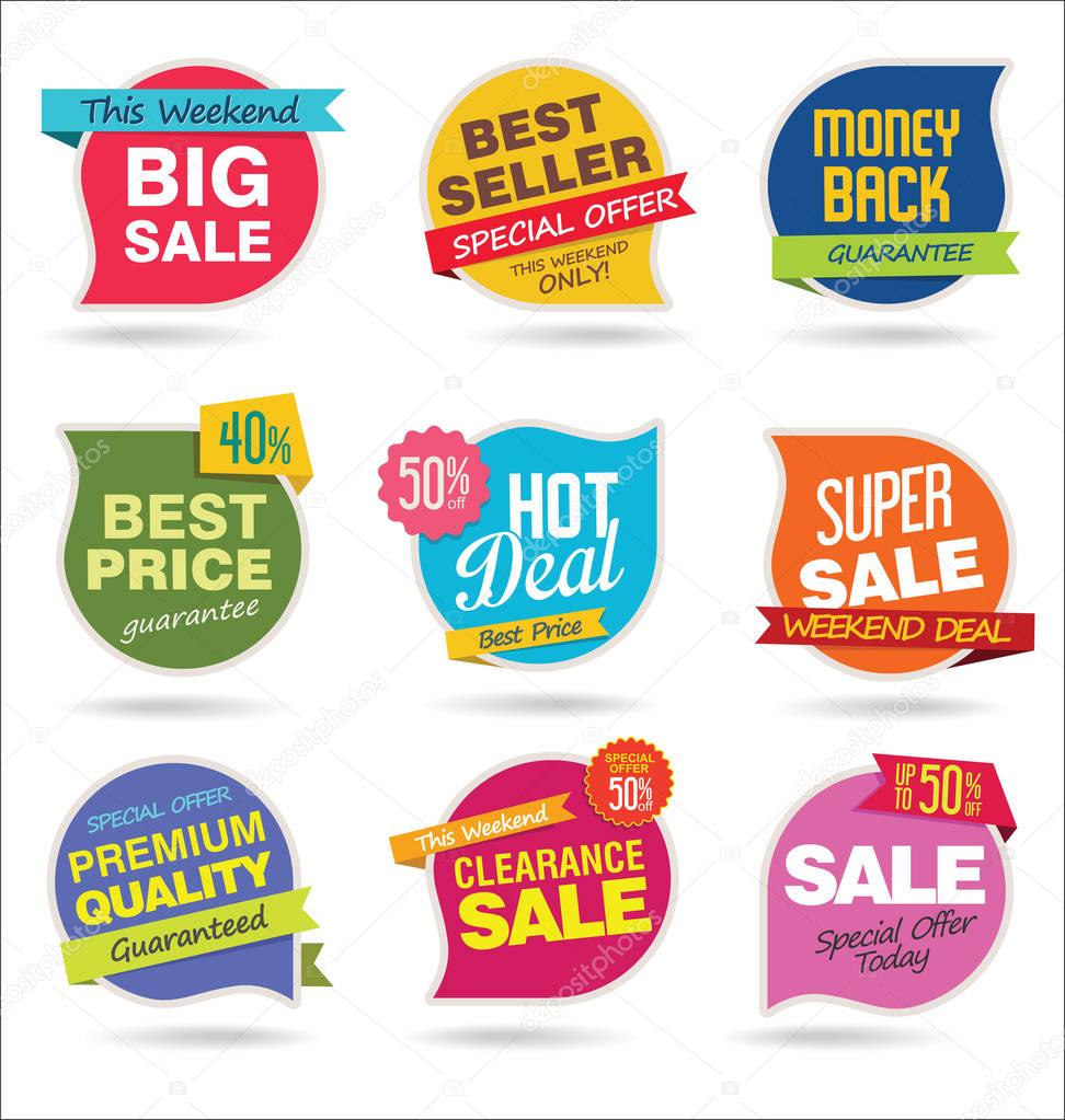 Modern sale stickers and tags colorful collection