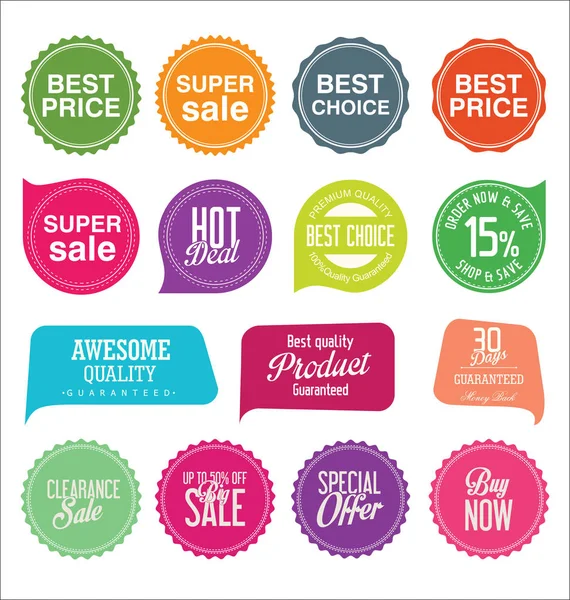 Sale Stickers Tags Colorful Collection — Stock Vector