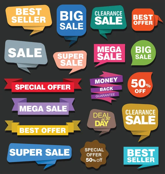 Verkoop Stickers Labels Vector Collectie — Stockvector