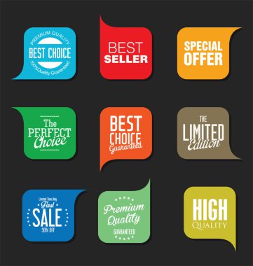 Modern satış etiketleri ve etiketleri renkli koleksiyon 