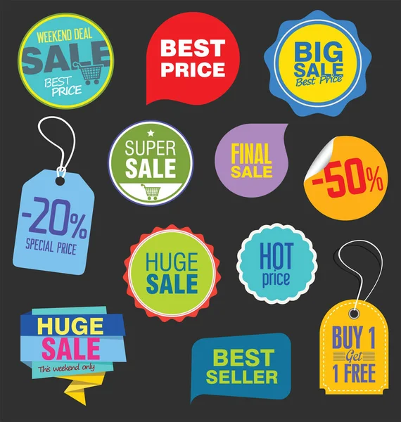 Πώληση Αυτοκόλλητα Και Ετικέτες Διανυσματικά Εικονογράφηση Συλλογή — Διανυσματικό Αρχείο